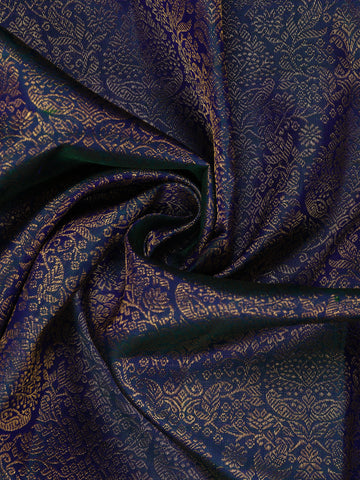 Blue Floral Woven Pure Kanchipuram Silk Saree - Diadem