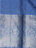 Blue Floral Woven Pure Kanchipuram Silk Saree - Diadem