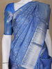 Blue Floral Woven Pure Kanchipuram Silk Saree - Diadem