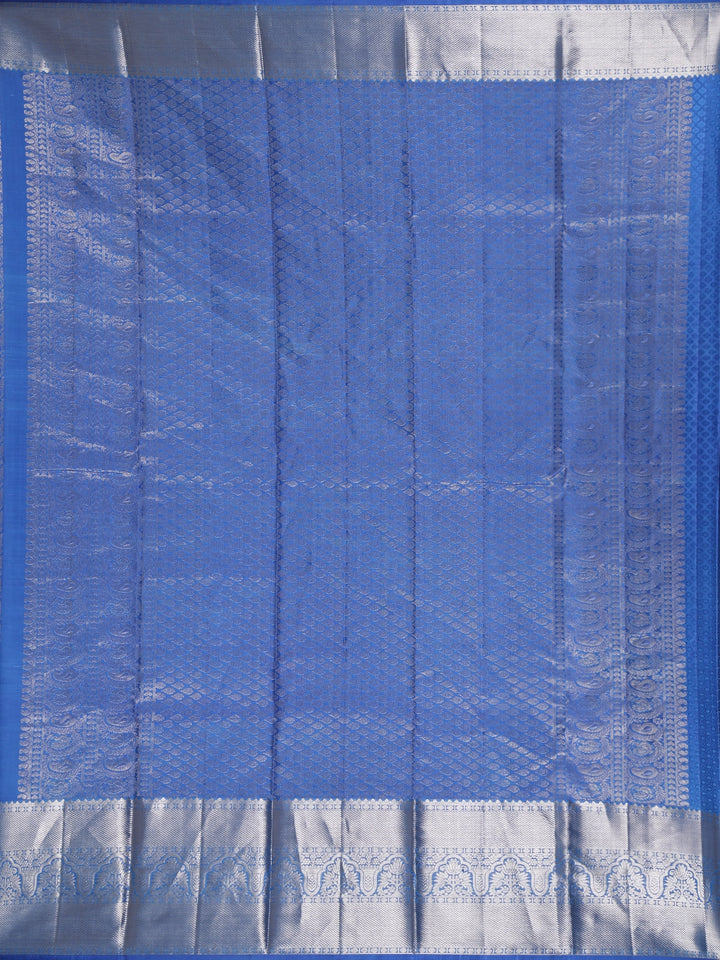 Blue Floral Woven Pure Kanchipuram Silk Saree - Diadem