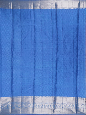 Blue Floral Woven Pure Kanchipuram Silk Saree - Diadem