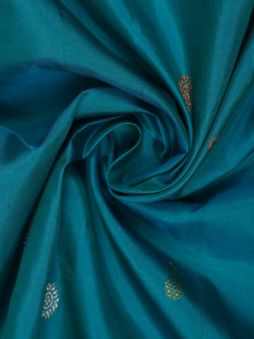 Blue Floral and Paisley Woven Pure Kanchipuram Silk Saree - Diadem