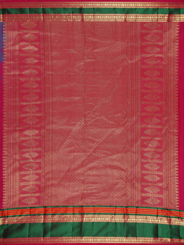 Blue Floral and Paisley Woven Pure Kanchipuram Silk Saree - Diadem