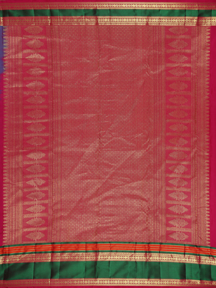 Blue Floral and Paisley Woven Pure Kanchipuram Silk Saree - Diadem
