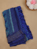 Blue Geometric Motif Print with Beaded Synthetic Saree - Diadem