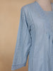 Blue Grey Abstract Designed Cotton Kurti