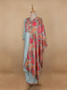 Blue Grey Floral Cotton Straight Cut Salwar Suit - Diadem