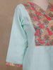 Blue Grey Floral Cotton Straight Cut Salwar Suit - Diadem