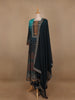 Blue Ombre and Floral Designed Semi Silk Salwar Suit - Diadem