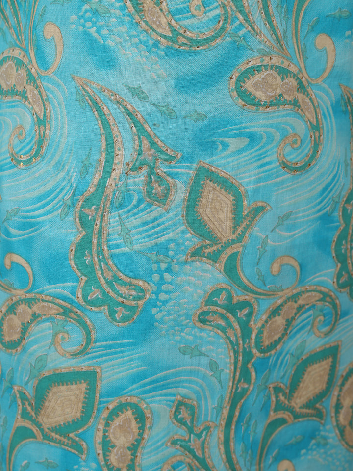 Blue Paisley Designed Cotton Salwar Suit - Diadem