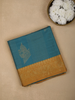 Blue Semi Silk Stripes And Floral Designed Saree - Diadem