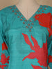 Blue Sequins Design Printed Cotton Kurti - Diadem