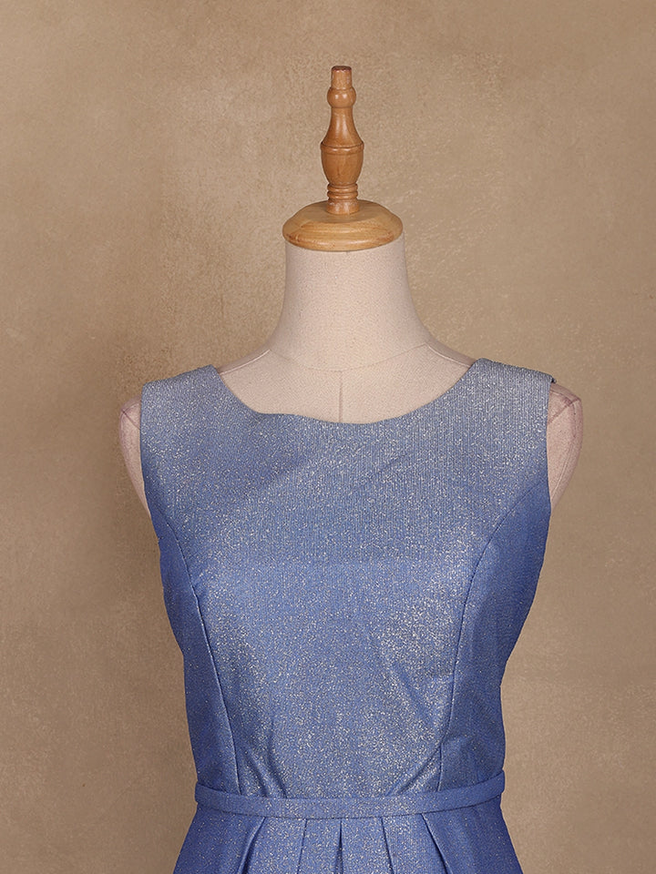Blue Shimmer Solid And Glitter Party Wear Gown - Diadem