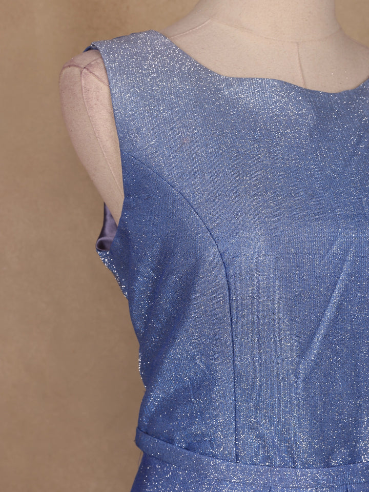 Blue Shimmer Solid And Glitter Party Wear Gown - Diadem