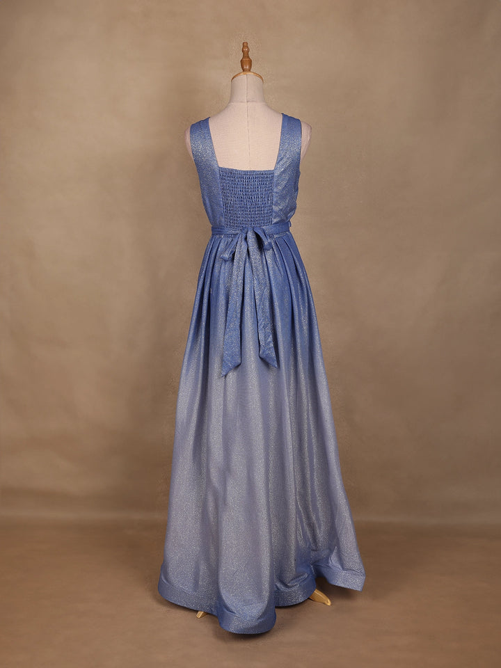 Blue Shimmer Solid And Glitter Party Wear Gown - Diadem