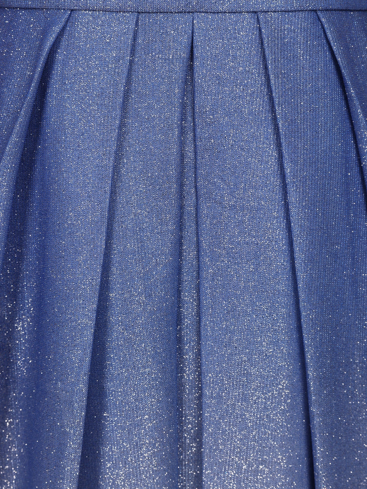 Blue Shimmer Solid And Glitter Party Wear Gown - Diadem
