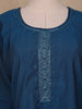 Blue Solid Casual Cotton Kurti - Diadem