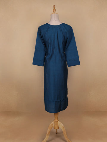 Blue Solid Casual Cotton Kurti - Diadem