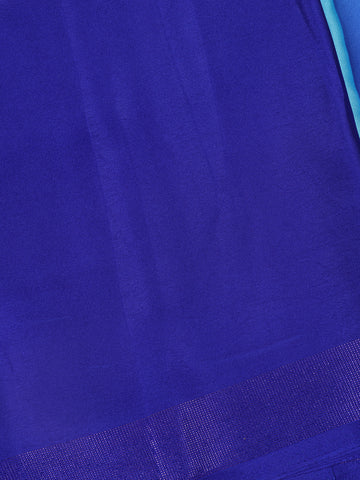 Blue Solid Design Satin Saree - Diadem