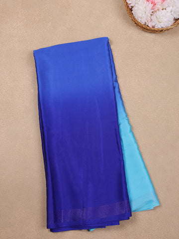 Blue Solid Design Satin Saree - Diadem