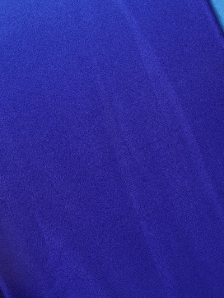 Blue Solid Design Satin Saree - Diadem