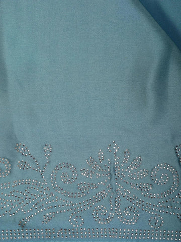 Blue Solid Satin Fancy Saree with Designed Border - Diadem