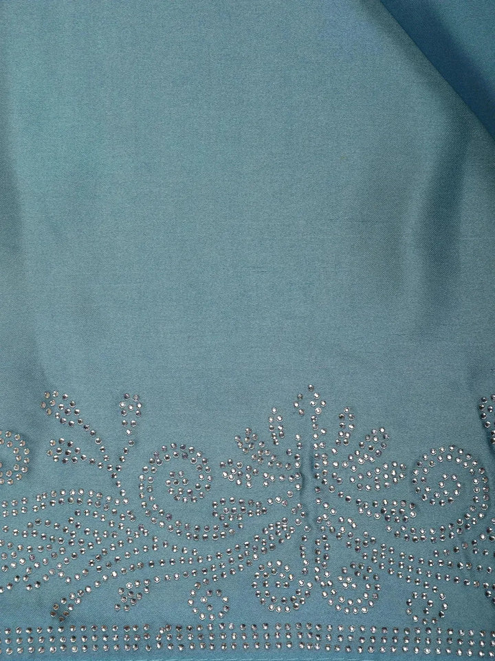 Blue Solid Satin Fancy Saree with Designed Border - Diadem