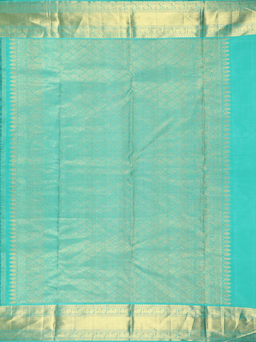 Blue Stripes And Floral Woven Pure Kanchipuram Silk Saree - Diadem
