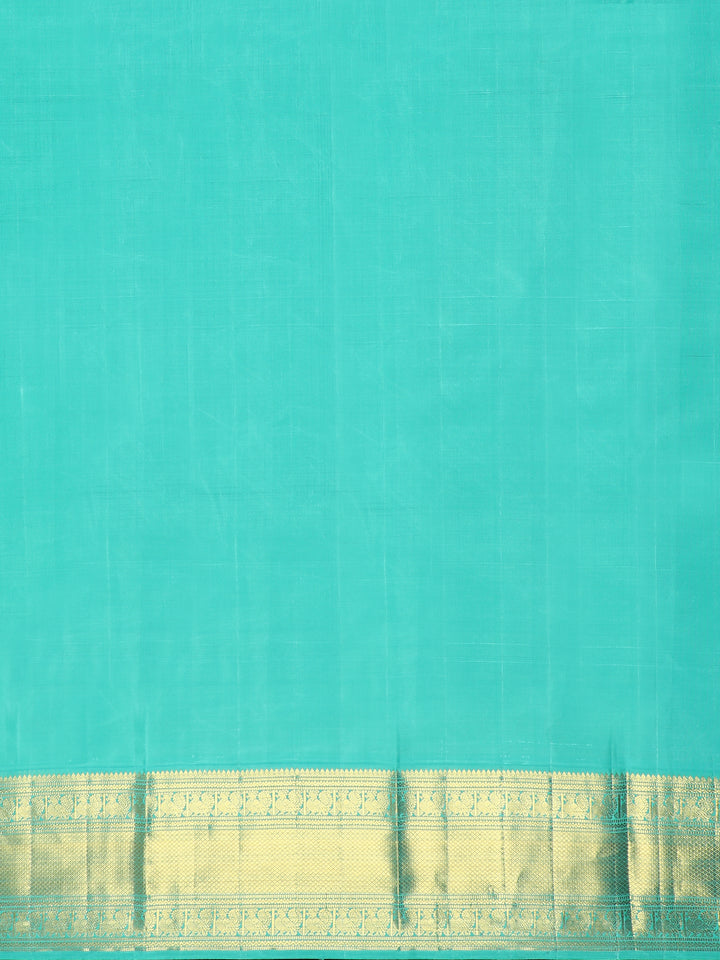 Blue Stripes And Floral Woven Pure Kanchipuram Silk Saree - Diadem
