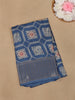 Blue with Beige and Red Printed Motifs Cotton Saree - Diadem
