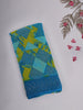 Blue and Green Abstract Patch Printed Chiffon Saree with Stone Embellished Border