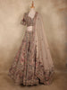 Blush Beige Floral Thread Embroidered Design Silk Lehenga With Dupatta