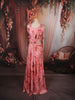 Blush Coral Pink Floral Printed and Beads Embroidered Design Chiffon Party Wear Lehenga with Draped Dupatta
