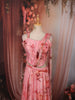 Blush Coral Pink Floral Printed and Beads Embroidered Design Chiffon Party Wear Lehenga with Draped Dupatta