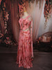 Blush Coral Pink Floral Printed and Beads Embroidered Design Chiffon Party Wear Lehenga with Draped Dupatta