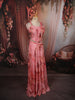 Blush Coral Pink Floral Printed and Beads Embroidered Design Chiffon Party Wear Lehenga with Draped Dupatta
