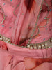 Blush Coral Pink Floral Printed and Beads Embroidered Design Chiffon Party Wear Lehenga with Draped Dupatta