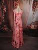 Blush Coral Pink Floral Printed and Beads Embroidered Design Chiffon Party Wear Lehenga with Draped Dupatta
