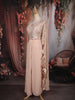 Blush Nude Pink Floral Zari Embroidered Design Georgette Skirt Top