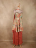 Blush Peach Abstract Printed Design Crepe Palazzo Suit with Dupatta