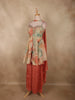 Blush Peach Abstract Printed Design Crepe Palazzo Suit with Dupatta