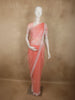 Blush Peach Floral Beads Embroidered Design Net Designer Saree with Designer Border