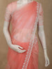 Blush Peach Floral Beads Embroidered Design Net Designer Saree with Designer Border