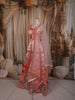 Blush Peach Floral Printed and Stone Embellished Design Tussar Silk Fancy Lehenga with Matching Dupatta