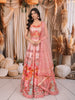 Blush Peach Floral Printed and Stone Embellished Design Tussar Silk Fancy Lehenga with Matching Dupatta