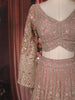 Blush Peach Floral Sequins Embroidered Design Net Bridesmaid Lehenga With Dupatta