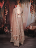 Blush Peach Floral Sequins Embroidered Design Net Bridesmaid Lehenga With Dupatta