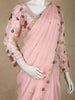 Blush Peach Floral Sequins Embroidered Design Satin Designer Saree with Blouse