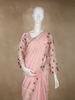 Blush Peach Floral Sequins Embroidered Design Satin Designer Saree with Blouse