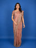 Blush Peach Peacock Woven Banarasi Silk Saree With Heavy Embroidered Border